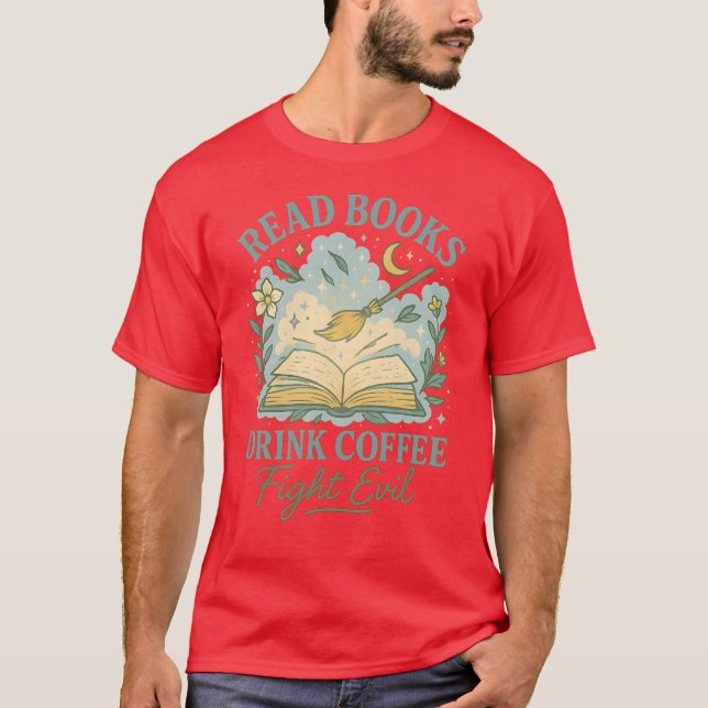 CAMISETA LER LIVROS BEBER CAFÉ (Frente)