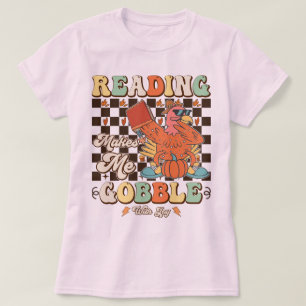 Camiseta Ler Me Faz Brincar Com Alegria, Ação De Graças Leg