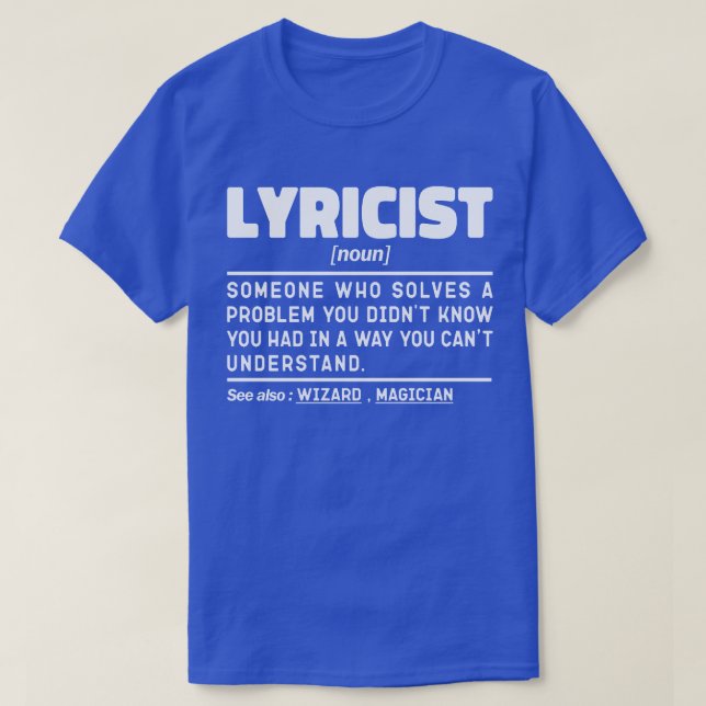 Camiseta Lericista Noun Definition Song Writer piada Humorí (Frente do Design)