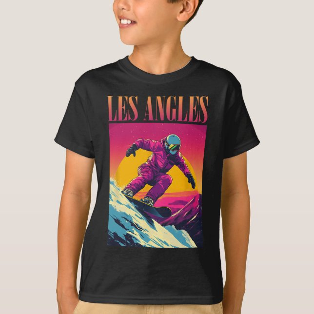 Camiseta Les Angles France Retro Snowboard (Frente)