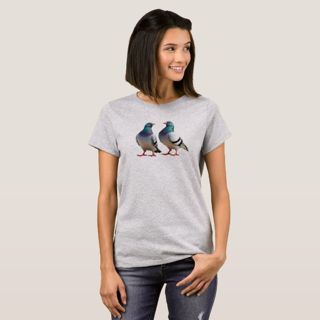 Camiseta Les pigeons en couple resteront toujours fidèles. (Frente Completa)