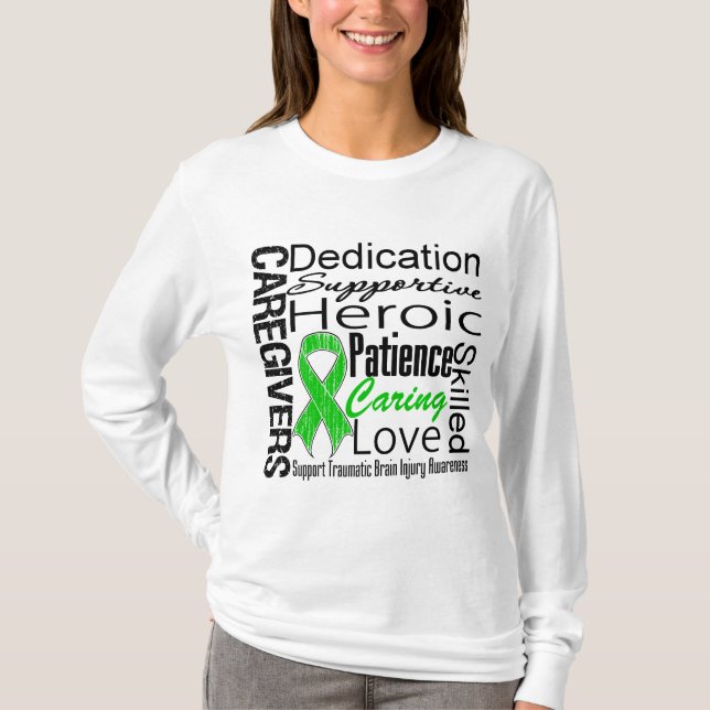 Camiseta Lesão cerebral traumático da colagem dos cuidadors (Frente)