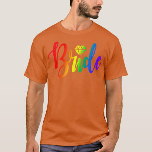 Camiseta Lesbian Bride Rainbow  LGBT Wedding Engagement Tee