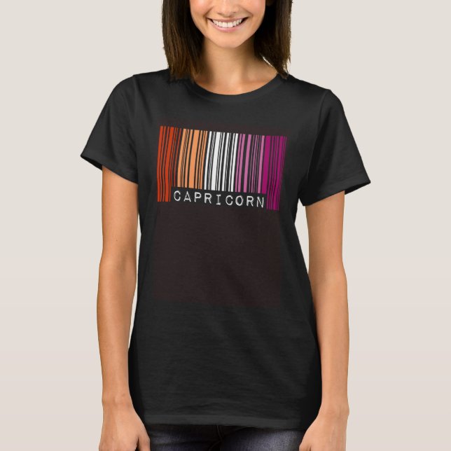 Camiseta Lesbian Capricorn Barcode Gay Pride Flag Zodiac Si (Frente)