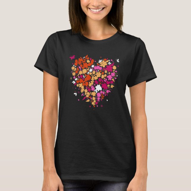 Camiseta Lesbian Pride Heart Femme Valentine's Day Discreet (Frente)