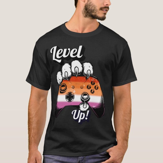 Camiseta Lesbian Pride Level Up Tiger Paw Controll (Frente)