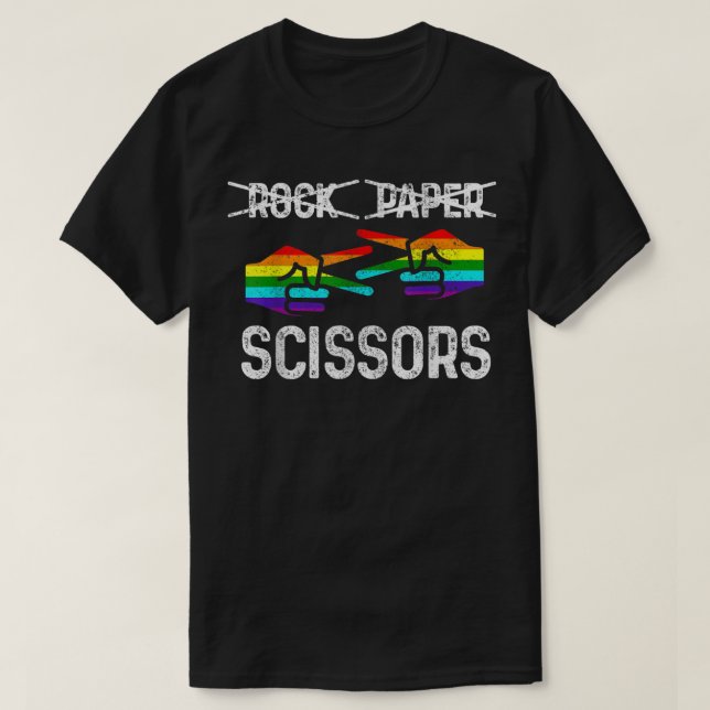Camiseta Lesbian Pride Rock Paper Scissors Funny LGBTQ Rain (Frente do Design)