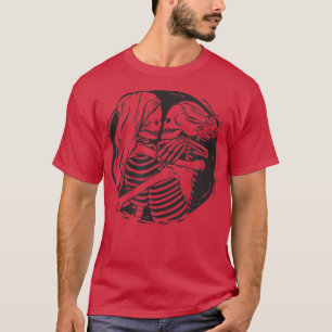 Camiseta Lesbian Skeleton Kissing Gay e LGBTQ Skull Valenti