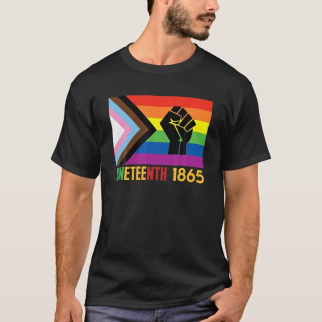 Camiseta Lésbica 1865 Orgulho gay LGBT FLag Black  (Frente)