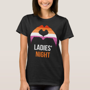 Camiseta Lésbica dizendo senhoras à noite bandeira lésbica