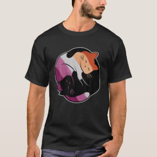 Camiseta Lésbica Flag Yin Yang Cat LGB Orgulho gay Sutil Di