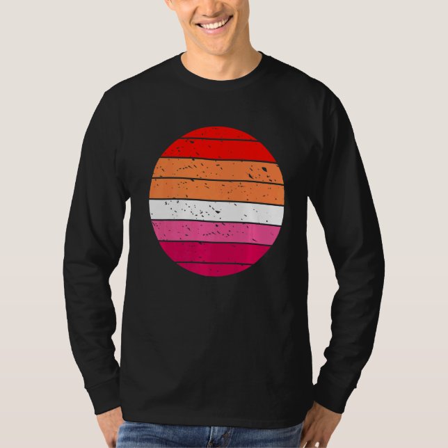 Camiseta Lésbica Retro Sunset Gay e Orgulho Lgbt Ga (Frente)