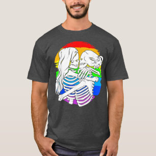 Camiseta Lésbica Skeleton Casal Orgulho Lésbico por Hallowe