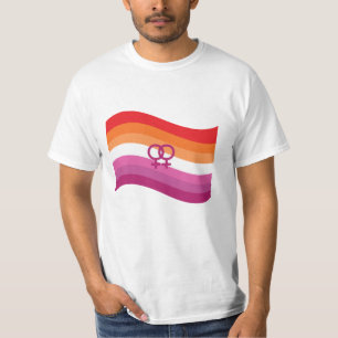 Camiseta Lésbica Sunset Love Pride Wavy Flag