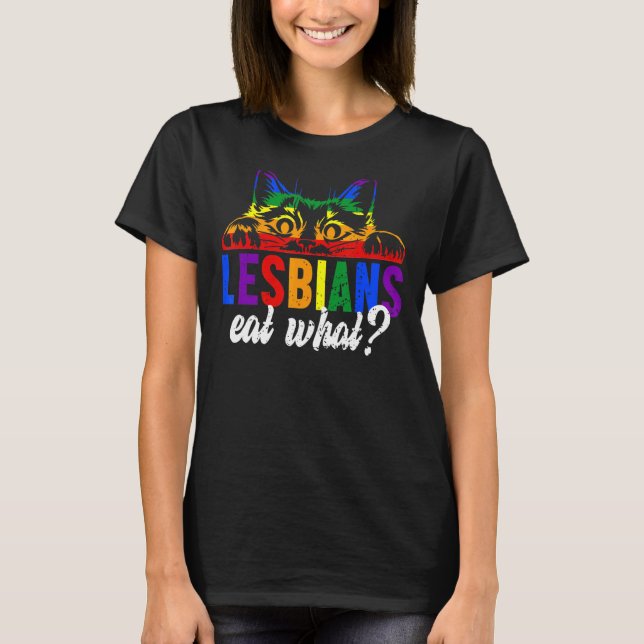 Camiseta Lésbicas Comem Gato Arco-Íris Gato (Frente)