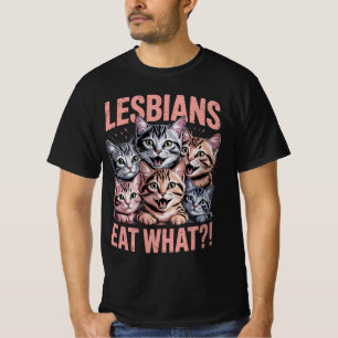 Camiseta Lésbicas Comem Gato Engraçado Orgulho Lésbica LGBT