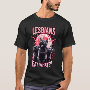 Camiseta Lésbicas Comem O Que Gatos Engraçados Meme LGBTQ H