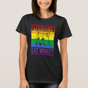 Camiseta Lésbicas Comem O Que Humor De Gato Pun Bandeira Do