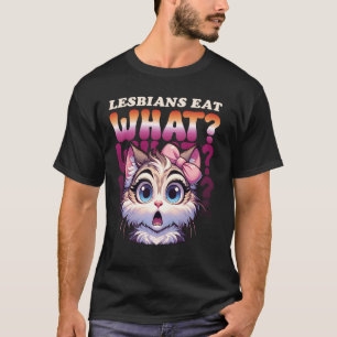Camiseta Lésbicas Comem Que Design de Gato Engraçado Amor &