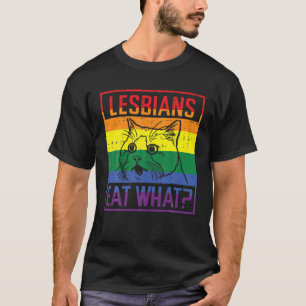Camiseta Lésbicas Comem Que Gato Engraçado Humor Pun Orgulh