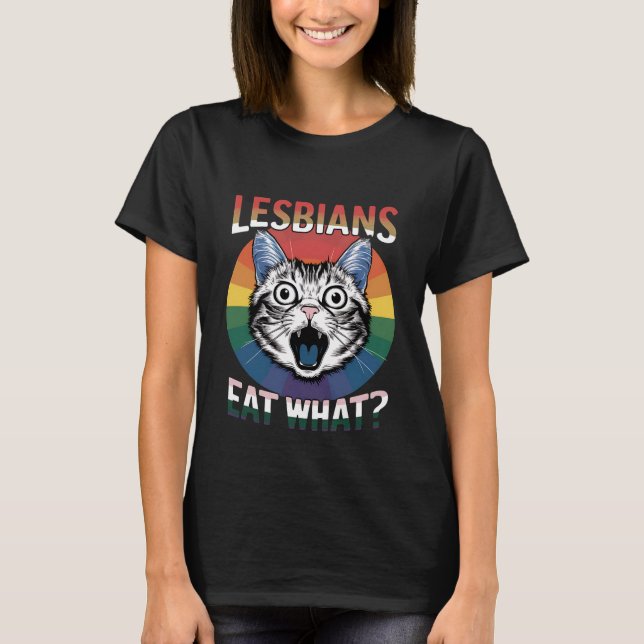 Camiseta Lésbicas Comem Que Sinalizador do Orgulho LGBTQ do (Frente)