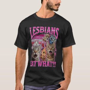 Camiseta Lésbicas Engraçadas Dono de Gato Lésbicas Comem O
