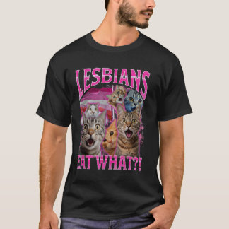 Camiseta Lésbicas Engraçadas Dono de Gato Lésbicas Comem O