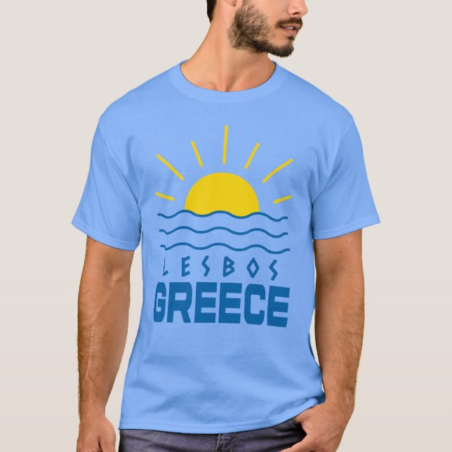 Camiseta Lesbos Grécias Sol e Azul Marinha (Frente)