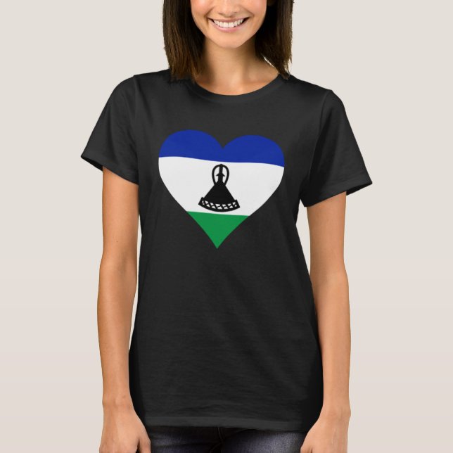 Camiseta Lesotho Flag Heart Lesotho  Love Lesotho (Frente)