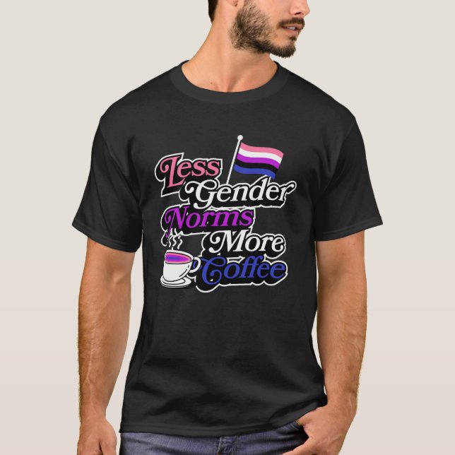 Camiseta Less Gender Norms More Coffee Genderfluid Pride Ae (Frente)