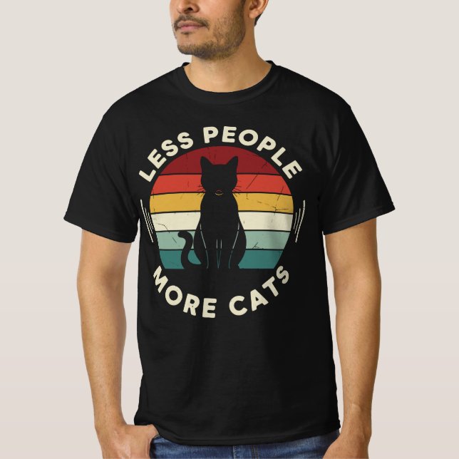 Camiseta Less People More Cats | Funny Retro Cat Lover (Frente)