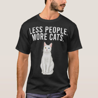 Camiseta Less People More Cats Khao Manee Funny Introvert 