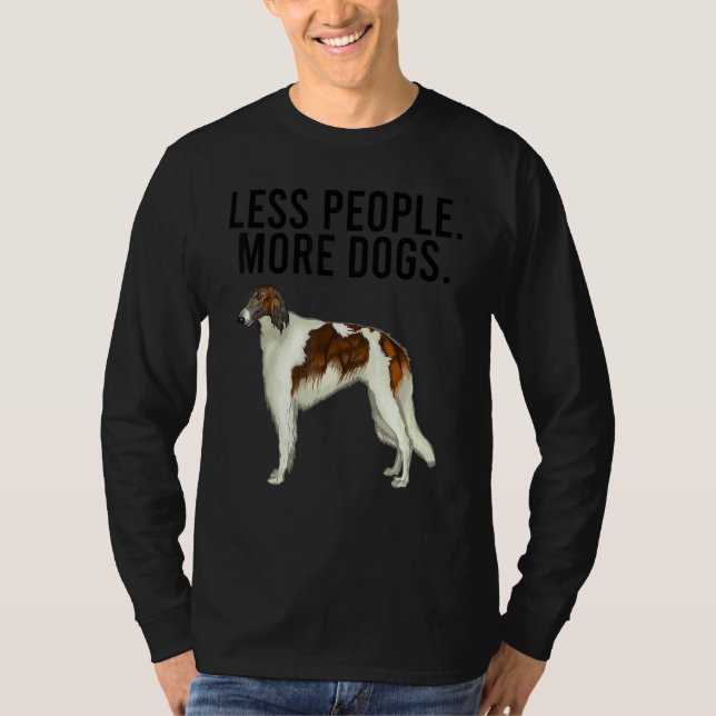 Camiseta Less People More Dogs Borzoi Introvert (Frente)