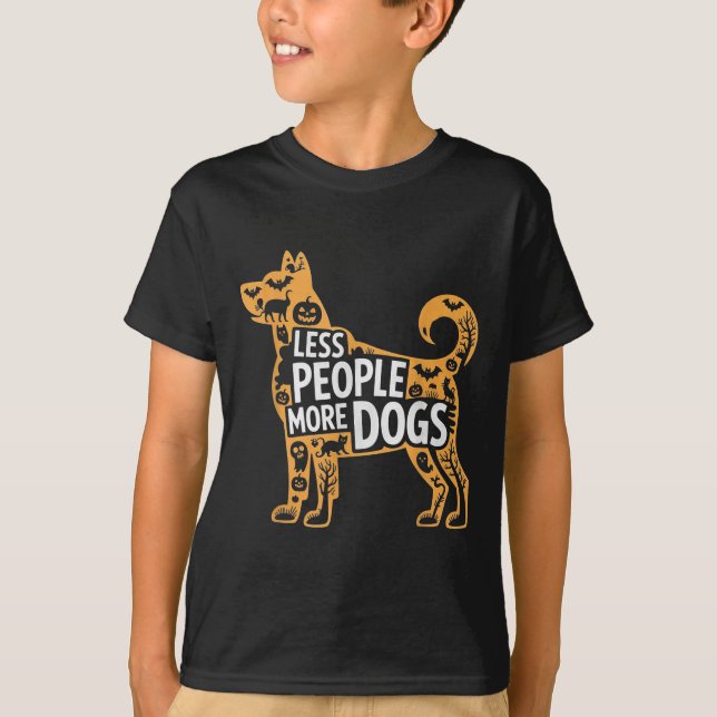 Camiseta Less People More Dogs Funny Halloween  (Frente)