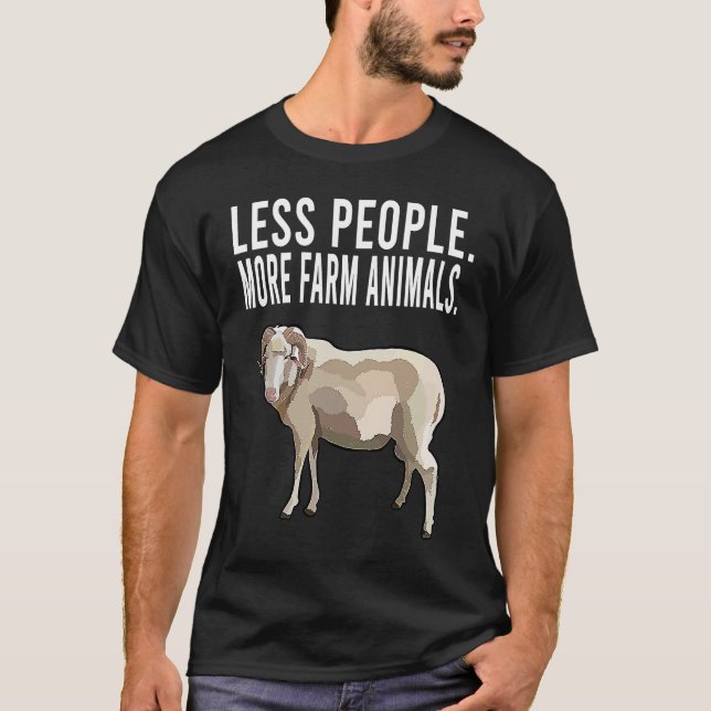 Camiseta Less People More Farm Animals Ram  Introvert (Frente)