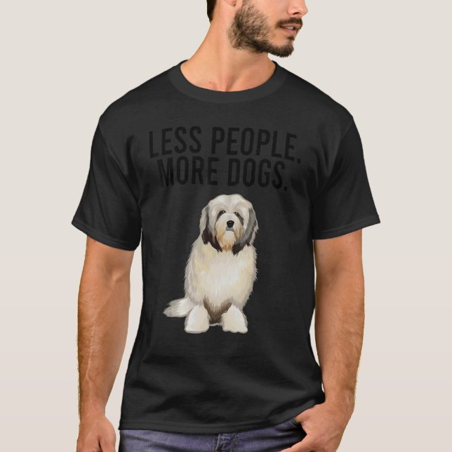 Camiseta Less Pessoas More Dogs Lowchen Introduvert (Frente)