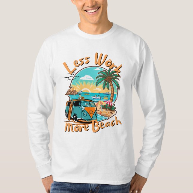 Camiseta Less Work More Beach for Summer Vacation (Frente)