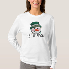 Camiseta Let It Snow, Faux Crochet Snowman