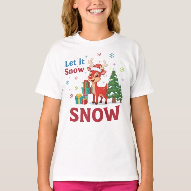 Camiseta Let It Snow Reindeer Christmas (Frente)