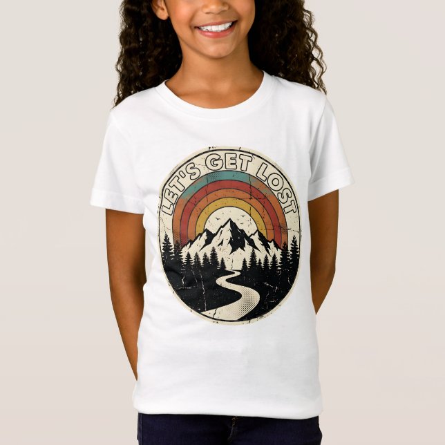 Camiseta Let’s Get Lost Retro Mountain Adventure Outdoor (Frente)