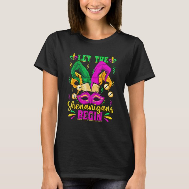 Camiseta Let The Shenanigans Begin Jester Mardi Gras Carniv (Frente)