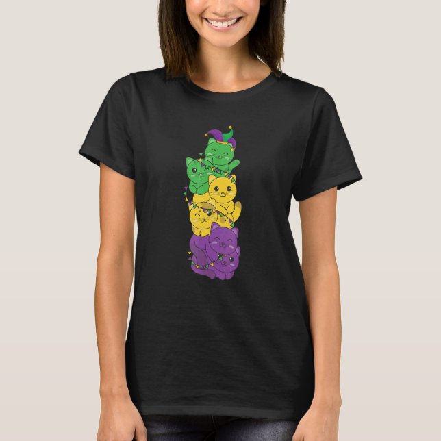 Camiseta Let The Shenanigans Begin Mardi Gras Cat (Frente)
