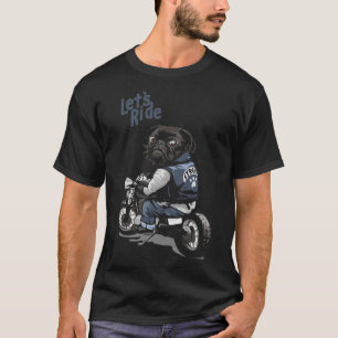 Camiseta Let&x27;s Dirigir Motocicleta Grande Cachorro Pret