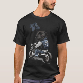 Camiseta Let&x27;s Dirigir Motocicleta Grande Cachorro Pret