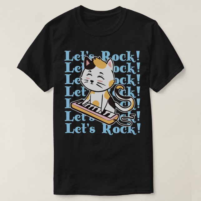 Camiseta Let&x27;s Rock! Presente de gatinho Essencial (Frente do Design)