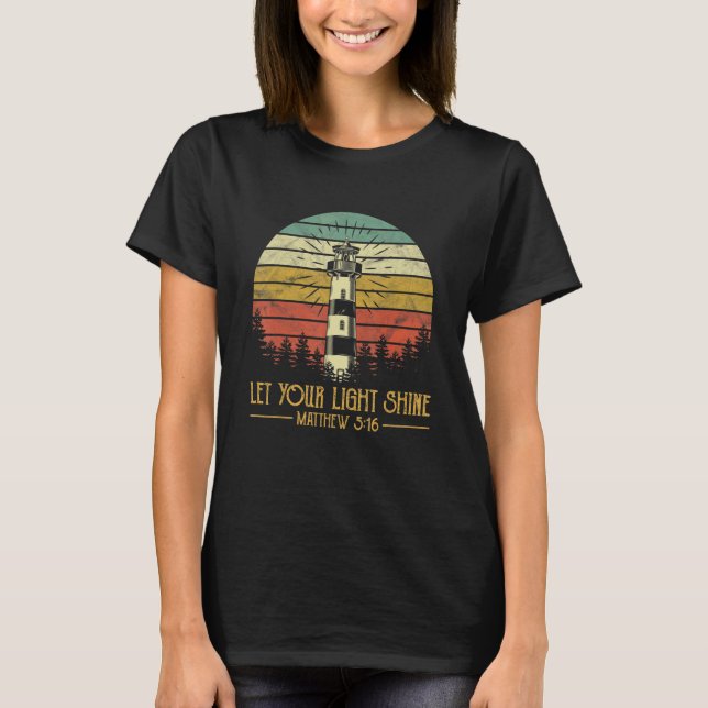 Camiseta Let Your Light Shine   Lighthouse Mens Womens Chri (Frente)