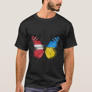 Camiseta Letão Bandeira Ucraniana Borboleta Letônia Ucrânia