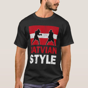 Camiseta Letão Boxing Vintage Letónia Flag Letão Boxing
