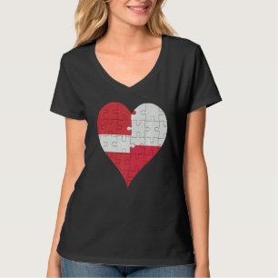 Camiseta Letão polonês Flag Heart