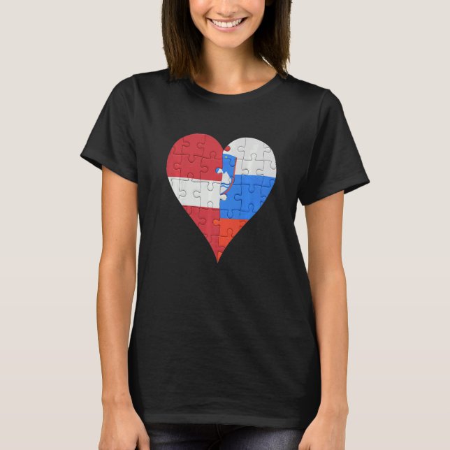 Camiseta Letão Sinalizador Esloveno Heart (Frente)